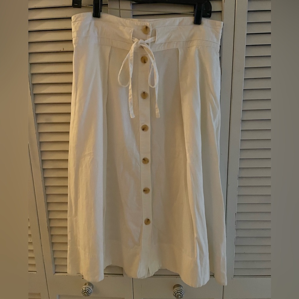 A New Day Cream Button-Down A-Line Skirt